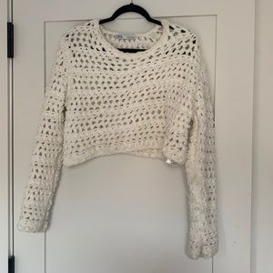 Zara knit white crop sweater